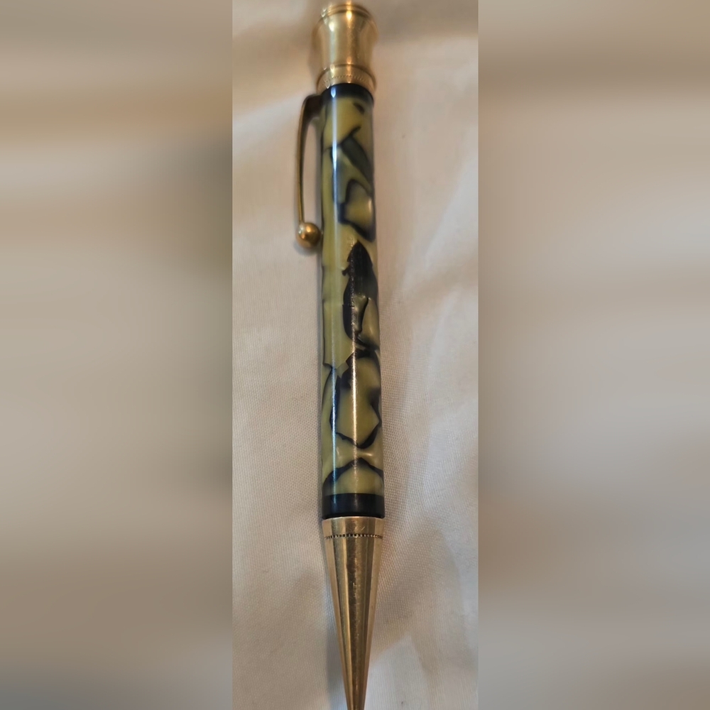 Parker Lady Duofold Ringtop Pencil - Black and Pearl Marble, Gold Trim 1920/1930